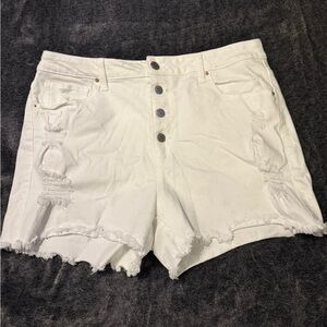 Time and Tru White Distressed Jean Shorts